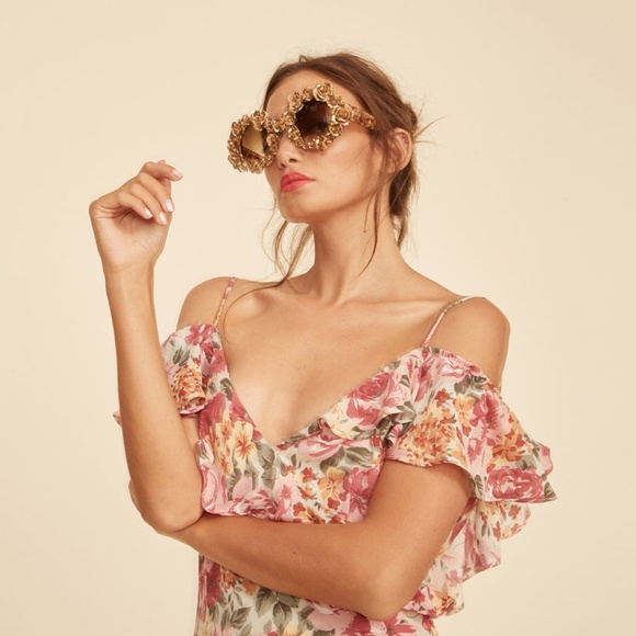 ✨NWT✨ LPA Ruffle Floral Midi Dress 137 in Vintage Rose Pink Sz XS - Picture 2 of 11